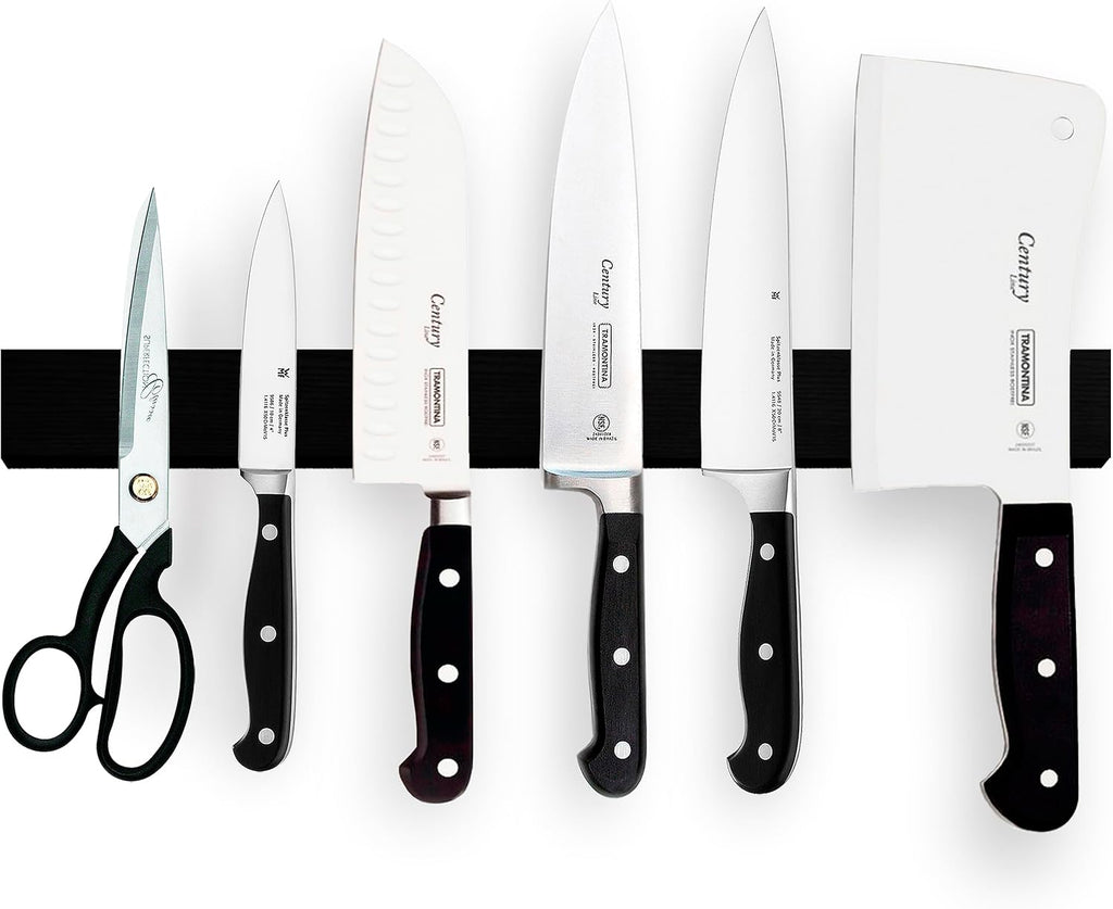 Tira magnética de cuchillo de madera negra de 16 pulgadas