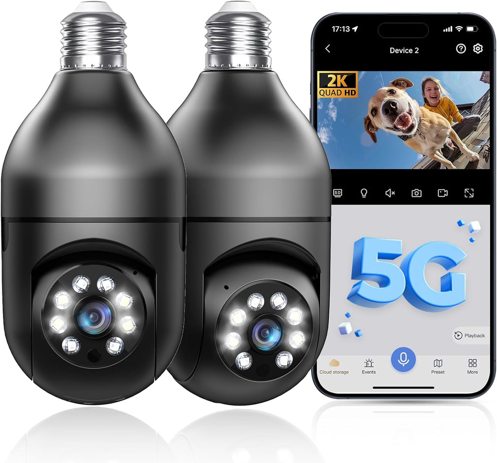 Cámara de seguridad de bombilla 5G/2.4GHz WiFi 2K