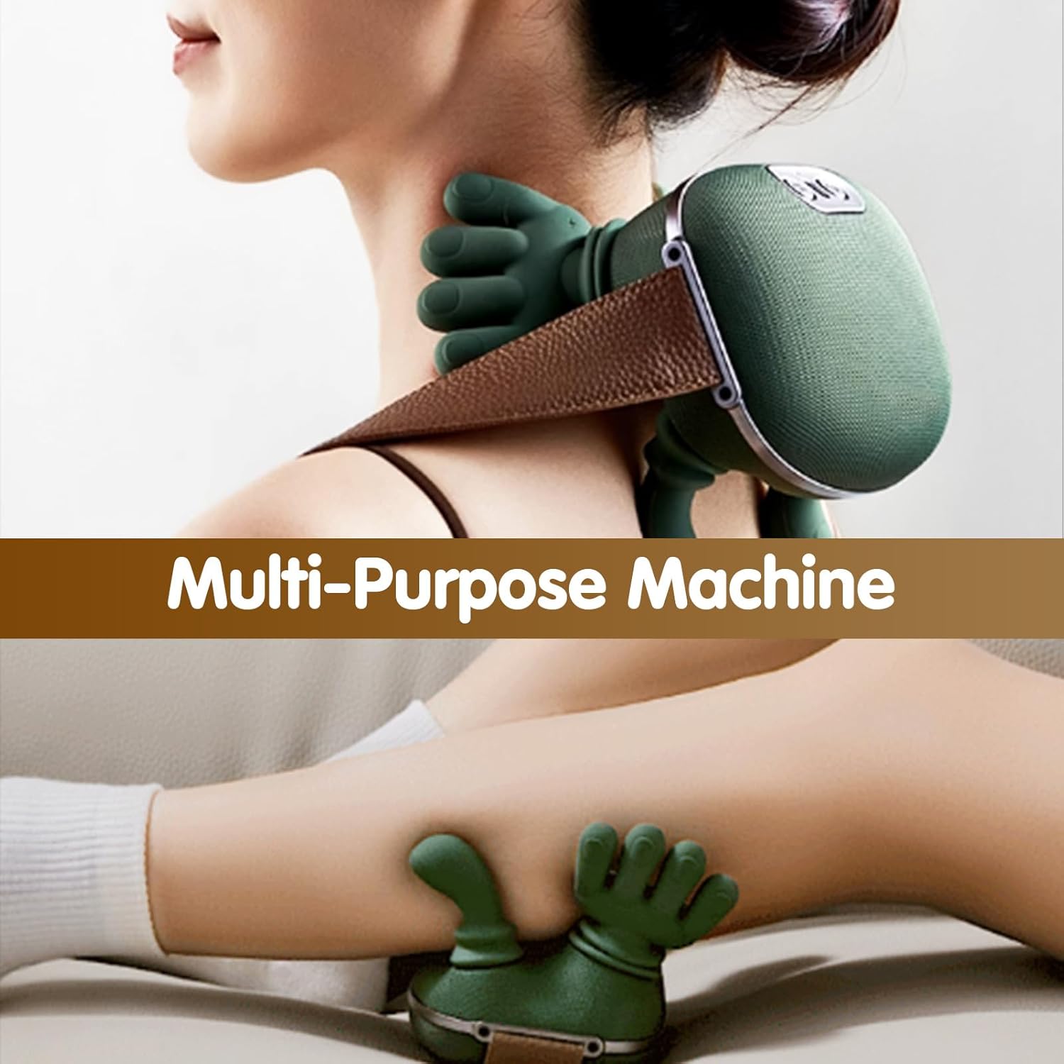 Siasoo Masajeador de cuello con calor inalámbrico portátil Shiatsu cuello y hombro tejido profundo 4D masaje de espalda con dedos, diseño de mano humana simulada, masajeador muscular relajante masajeador para el día de la madre, regalos para mamá