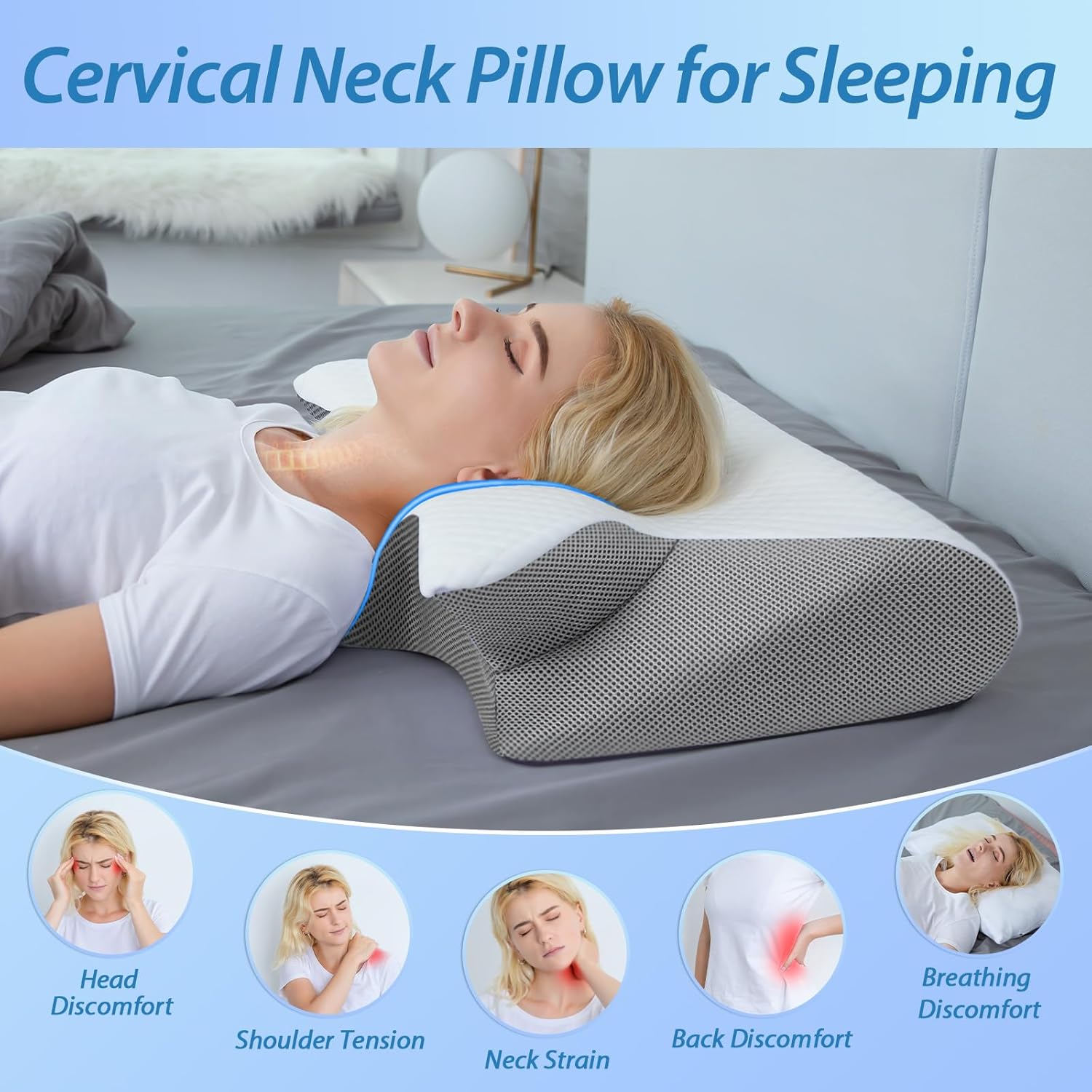 HOMCA Almohada Cervical, 2 en 1