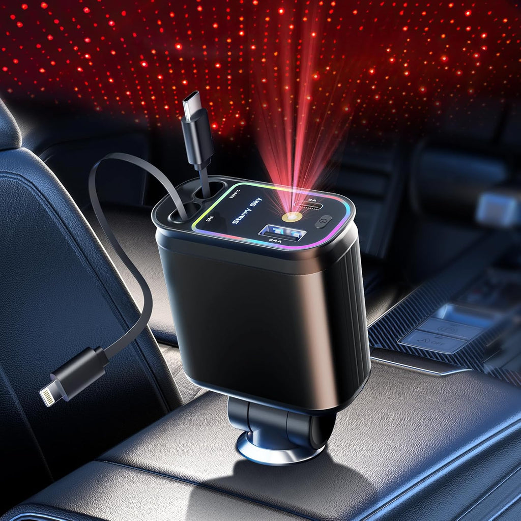 Cargador Starlight Pro 4 en 1 by LlegaYa: Luz Estelar y Carga Rápida 66W para tu Coche
