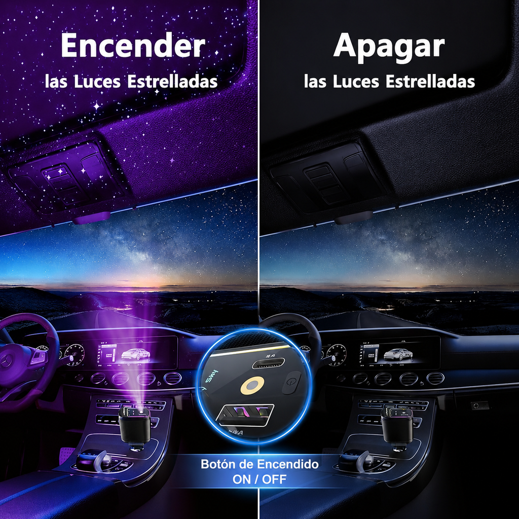 Cargador Starlight Pro 4 en 1 by LlegaYa: Luz Estelar y Carga Rápida 66W para tu Coche