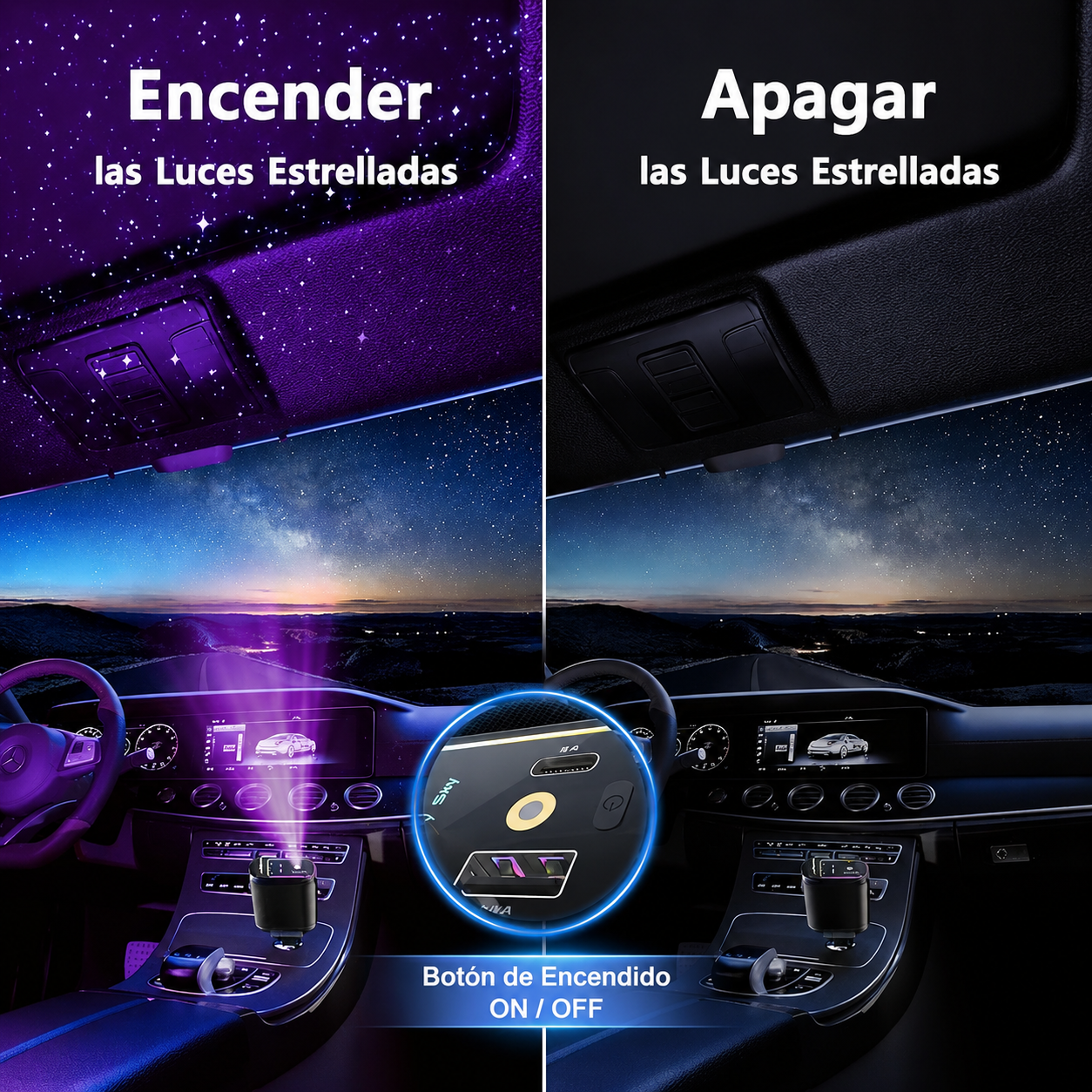 Cargador Starlight Pro 4 en 1 by LlegaYa: Luz Estelar y Carga Rápida 66W para tu Coche